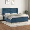 Image de vidaXL Sommier à lattes de lit et matelas Bleu foncé 160x200cm Velours