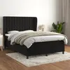 Image de vidaXL Sommier à lattes de lit avec matelas Noir 140x200 cm Velours