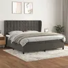 Image de vidaXL Sommier à lattes de lit et matelas Gris foncé 200x200cm Velours