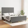 Image de vidaXL Cadre de lit avec tête de lit Gris foncé 140x190 cm Tissu
