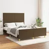 Image de vidaXL Cadre de lit avec tête de lit Marron foncé 140x190 cm Tissu