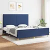Image de vidaXL Cadre de lit avec tête de lit Bleu 180 x 200 cm Tissu