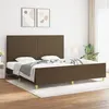 Image de vidaXL Cadre de lit avec tête de lit Marron foncé 200x200 cm Tissu