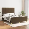 Image de vidaXL Cadre de lit avec tête de lit Marron foncé 140x190 cm Tissu