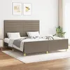 Image de vidaXL Cadre de lit avec tête de lit Taupe 160x200 cm Tissu
