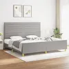 Image de vidaXL Cadre de lit avec tête de lit Gris clair 200x200 cm Tissu
