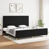 Image de vidaXL Cadre de lit avec tête de lit Noir 200x200 cm Tissu