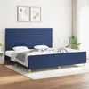 Image de vidaXL Cadre de lit avec tête de lit Bleu 200 x 200 cm Tissu