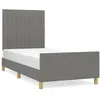 Image de vidaXL Cadre de lit avec tÃªte de lit Gris foncÃ© 80x200 cm Tissu