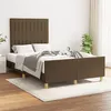 Image de vidaXL Cadre de lit avec tête de lit marron foncé 120x200 cm Tissu