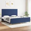 Image de vidaXL Cadre de lit avec tête de lit Bleu 180 x 200 cm Tissu