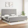 Image de vidaXL Cadre de lit avec tête de lit Gris clair 200x200 cm Tissu