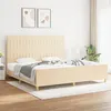 Image de vidaXL Cadre de lit avec tête de lit Crème 200 x 200 cm Tissu