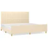 Image de vidaXL Cadre de lit avec tÃªte de lit CrÃ¨me 200 x 200 cm Tissu