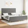 Image de vidaXL Cadre de lit avec tête de lit Gris foncé 160 x 200 cm Tissu