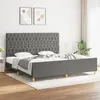 Image de vidaXL Cadre de lit avec tête de lit Gris foncé 200x200 cm Tissu