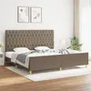Image de vidaXL Cadre de lit avec tête de lit Taupe 200x200 cm Tissu