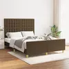 Image de vidaXL Cadre de lit avec tête de lit marron foncé 140x190 cm Tissu