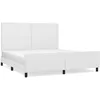 Image de vidaXL Vidaxl Cadre De Lit Avec Tête De Lit Blanc 160x200 Cm Similicuir