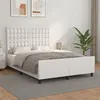Image de vidaXL Cadre de lit avec tête de lit Blanc 140x190 cm Similicuir