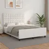 Image de vidaXL Cadre de lit avec tête de lit Blanc 140x200 cm Similicuir