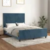 Image de vidaXL Cadre de lit avec tête de lit Bleu foncé 140x190 cm Velours