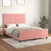 Image de vidaXL Cadre de lit sans matelas rose 140x190 cm velours