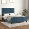 Image de vidaXL Cadre de lit avec tête de lit Bleu foncé 140x190 cm Velours