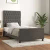 Image de vidaXL Cadre de lit avec tête de lit Gris foncé 90x190 cm Velours