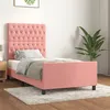 Image de vidaXL Cadre de lit avec tête de lit Rose 90x200 cm Velours