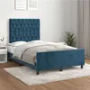 Image de vidaXL Cadre de lit avec tête de lit Bleu foncé 120x200 cm Velours