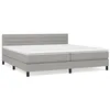 Image de vidaXL Lit Ã  sommier tapissier avec matelas Gris clair 200x200cm Tissu