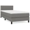 Image de vidaXL Lit Ã  sommier tapissier avec matelas Gris foncÃ© 90x200 cm Tissu