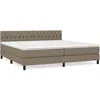 Image de vidaXL Lit À Sommier Tapissier Avec Matelas Taupe 200x200 Cm Tissu