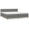 Image de vidaXL Lit Ã  sommier tapissier avec matelas Gris foncÃ© 200x200cm Tissu