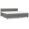 Image de vidaXL Lit Ã  sommier tapissier avec matelas Gris foncÃ© 200x200cm Tissu