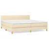 Image de vidaXL Lit Ã  sommier tapissier avec matelas CrÃ¨me 200x200 cm Tissu