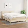Image de vidaXL Sommier à lattes de lit avec matelas Crème 140x190 cm Tissu