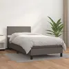 Image de vidaXL Sommier à lattes de lit avec matelas Gris 90x190 cm Similicuir