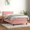 Image de vidaXL Sommier à lattes de lit avec matelas Rose 90x190 cm Velours