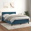 Image de vidaXL Lit Ã  sommier tapissier et matelas Bleu foncÃ© 140x190cm Velours