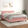 Image de vidaXL Sommier à lattes de lit avec matelas Rose 140x190 cm Velours