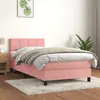 Image de vidaXL Sommier à lattes de lit avec matelas Rose 100x200 cm Velours