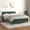 Image de vidaXL Sommier à lattes de lit et matelas Vert foncé 140x190cm Velours