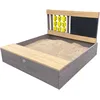 Image de Axi Kitty Bac Ã Sable En Bois Avec Banc, Espace De Rangement, Jeux Du Morpion  Bac Ã Sable En Anthracite Et Marron Avec Tapis De Sol Et Couvercle  100 X 100 Cm