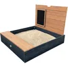 Image de Axi Mandy Sandbox En Bois Avec Banc, Espace De Rangement, Couvercle Et Tableau Noir  Bac Ã Sable En Anthracite Et Marron Avec Tapis De Sol  100 X 90 Cm