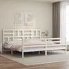 Image de vidaXL Cadre de lit avec tête de lit blanc 200x200 cm bois massif