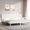 Image de vidaXL Cadre de lit avec tête de lit blanc 200x200 cm bois massif