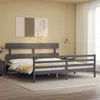 Image de vidaXL Cadre de lit avec tête de lit gris 200x200 cm bois massif