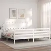 Image de vidaXL Cadre de lit avec tête de lit blanc 200x200 cm bois massif